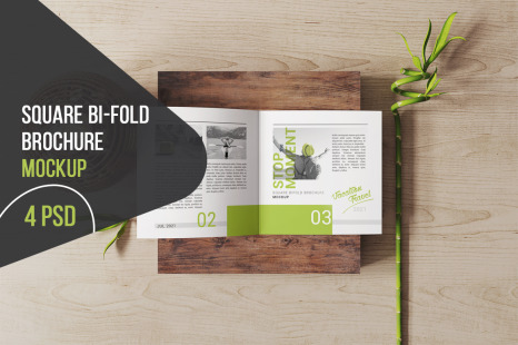 Square Bi-fold Brochure Mockup