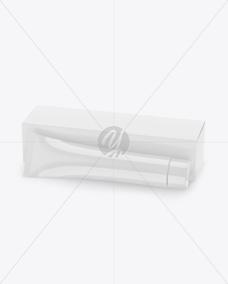 Glossy Cosmetic Tube w  Kraft Box Mockup PSD #3