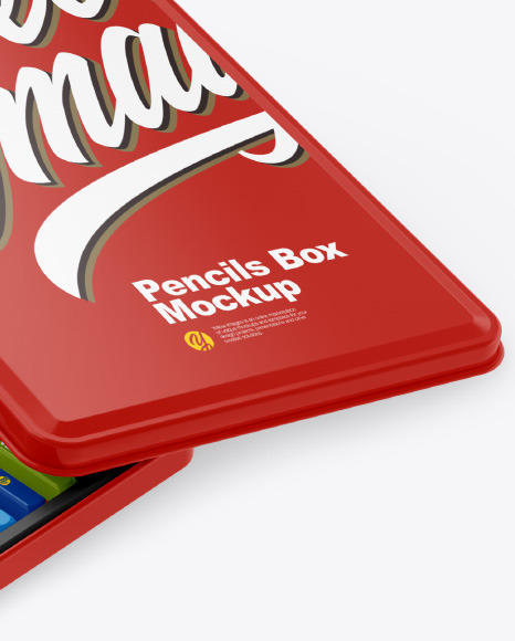 Opened Glossy Box w  Pencils Mockup PSD #6