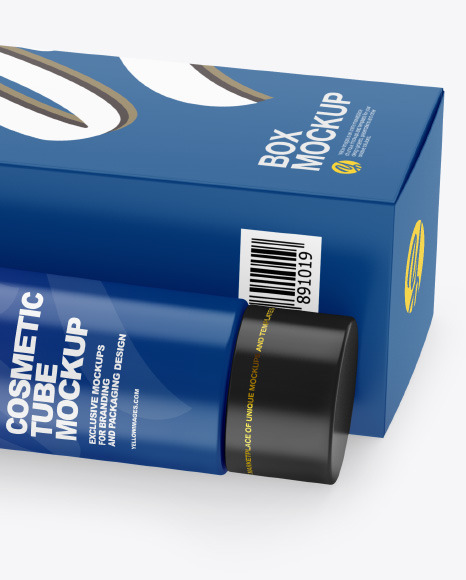 Matte Cosmetic Tube w  Paper Box Mockup PSD #2