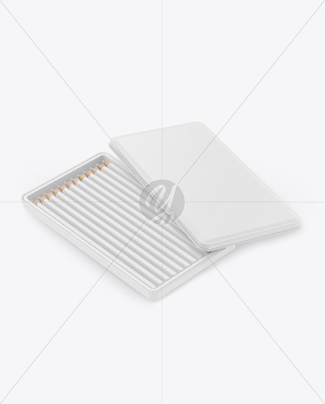 Opened Matte Box w/ Pencils Mockup