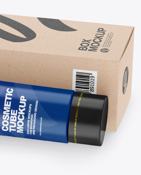 Matte Cosmetic Tube w  Kraft Box Mockup PSD #2