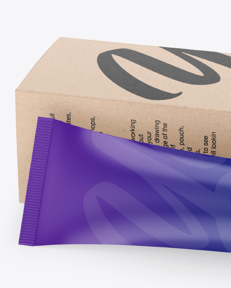 Matte Cosmetic Tube w  Kraft Box Mockup PSD #1