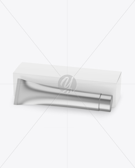 Metallic Cosmetic Tube w  Paper Box Mockup PSD #3