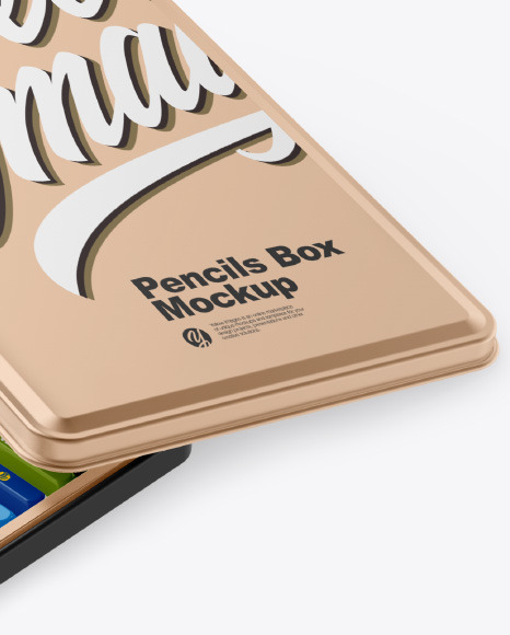 Opened Metallic Box w  Pencils Mockup PSD #5