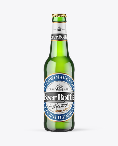 Green Glass Beer Bottle Mockup
