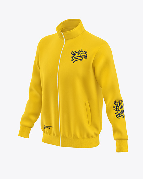 Men&#039;s Full-Zip Sweatshirt Mockup - Front Half Side View
