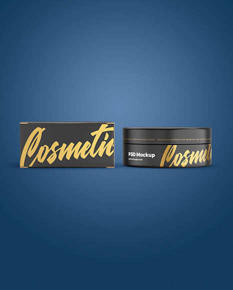 Box with Cosmetic Jar Mockup PSD #2