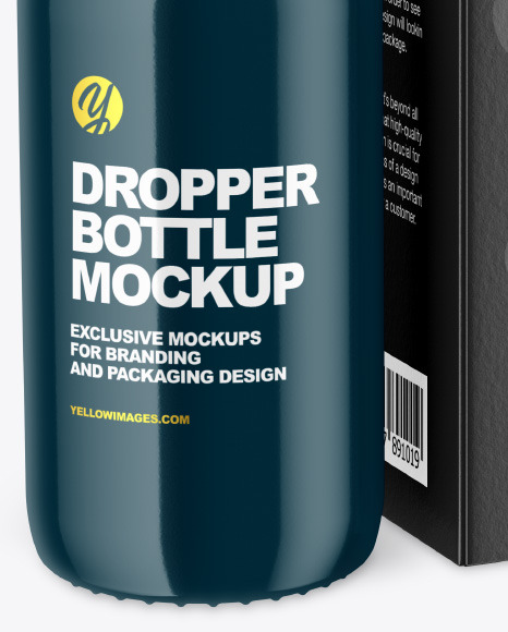 Glossy Dropper Bottle w  Paper Box Mockup PSD #1