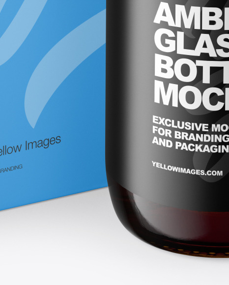 Amber Glass Bottle With Box Mockup PSD #7