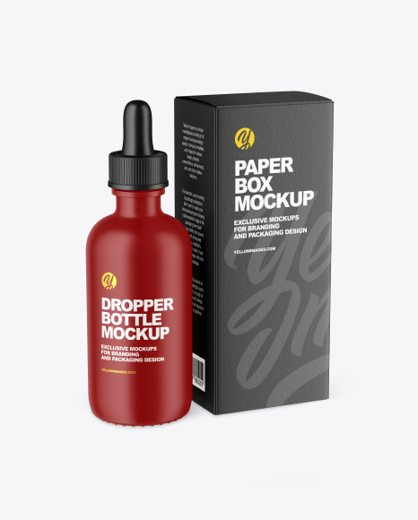 Matte Dropper Bottle w/ Paper Box Mockup