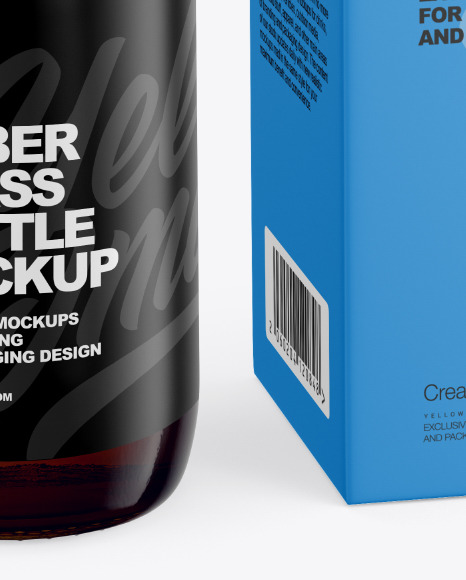 Amber Glass Bottle With Box Mockup PSD #7