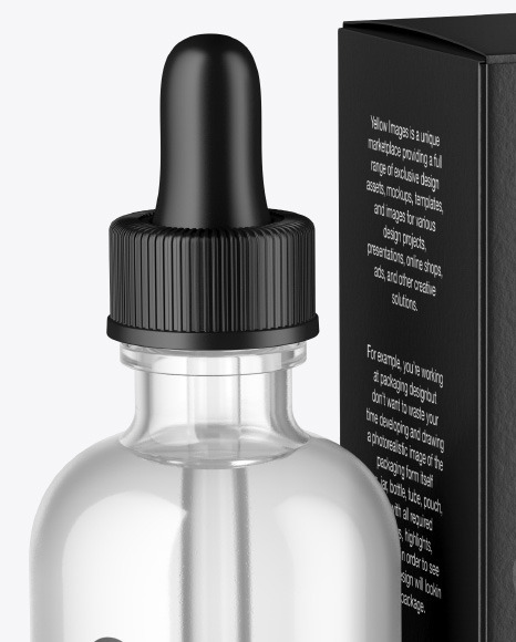 Clear Glass Dropper Bottle w  Paper Box Mockup PSD #2