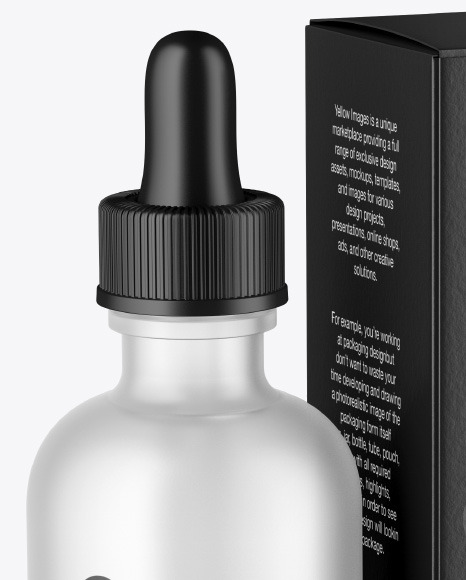 Frosted Glass Dropper Bottle w  Paper Box Mockup PSD #2