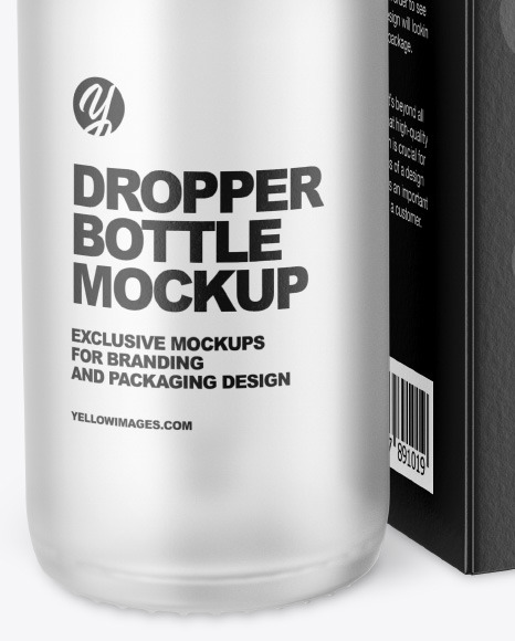 Frosted Glass Dropper Bottle w  Paper Box Mockup PSD #1