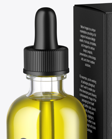 Clear Glass Dropper Oil Bottle w  Paper Box Mockup PSD #2