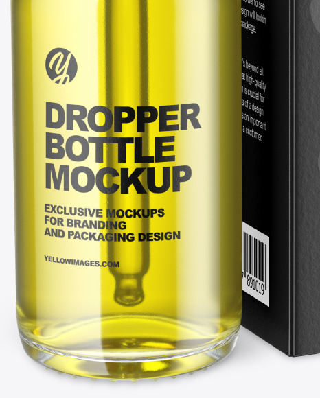 Clear Glass Dropper Oil Bottle w  Paper Box Mockup PSD #1