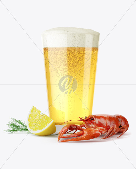 Download Pilsner Pint Beer Glass & Crayfish Mockups
