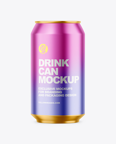 330ml Matte Metallic Drink Can Mockup PSD #2