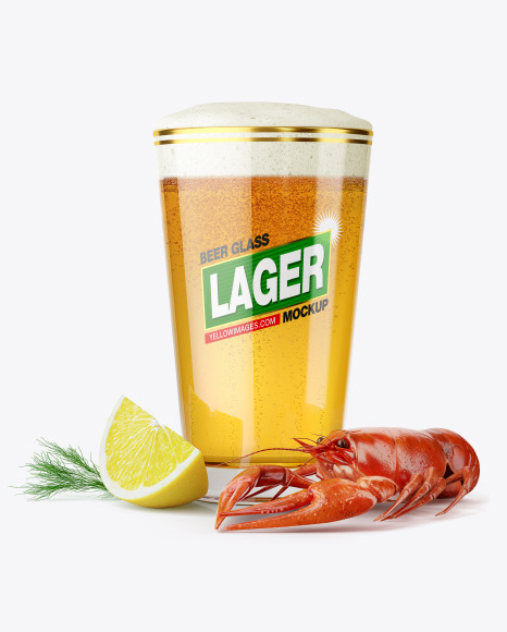 Lager Pint Glass &amp; Crayfish Mockups