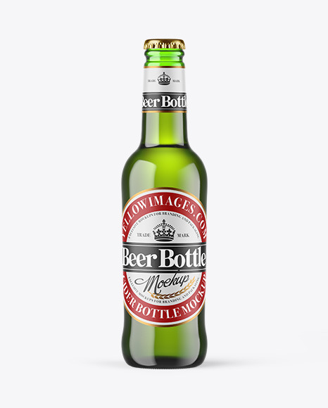 Green Glass Beer Bottle Mockup