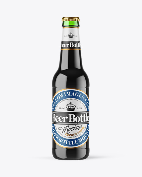 Green Glass Dark Beer Bottle Mockup