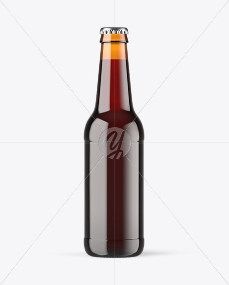 Amber Glass Bottle With Red Ale Mockup PSD #1