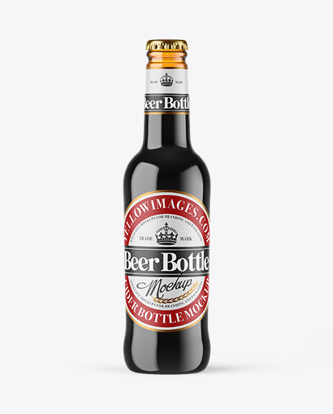 Amber Glass Dark Beer Bottle Mockup