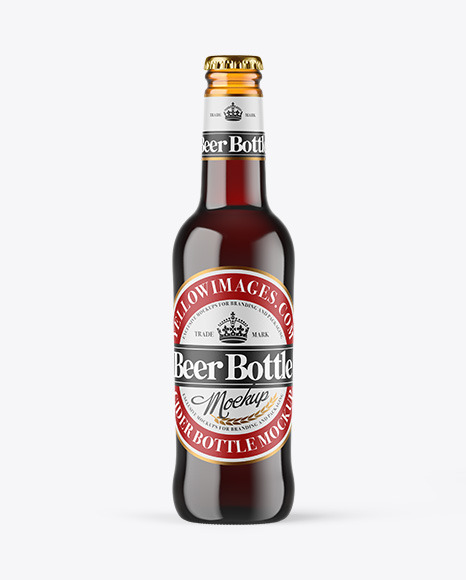 Amber Glass Bottle With Red Ale Mockup PSD #2