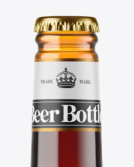 Amber Glass Bottle With Red Ale Mockup PSD #3