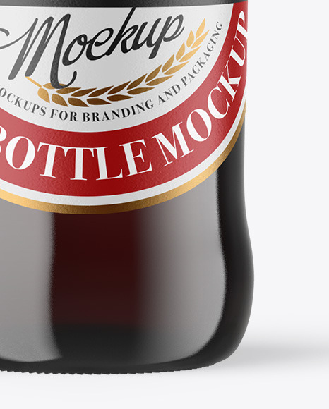 Amber Glass Bottle With Red Ale Mockup PSD #5