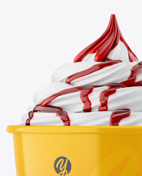 Ice Cream Glossy Cup w  Berry Topping Mockup PSD #2