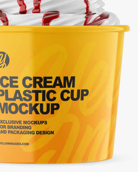 Ice Cream Glossy Cup w  Berry Topping Mockup PSD #1