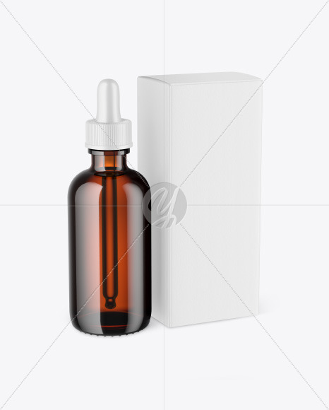 Amber Glass Dropper Bottle w  Paper Box Mockup PSD #3