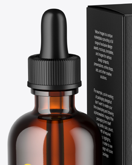 Amber Glass Dropper Bottle w  Paper Box Mockup PSD #2