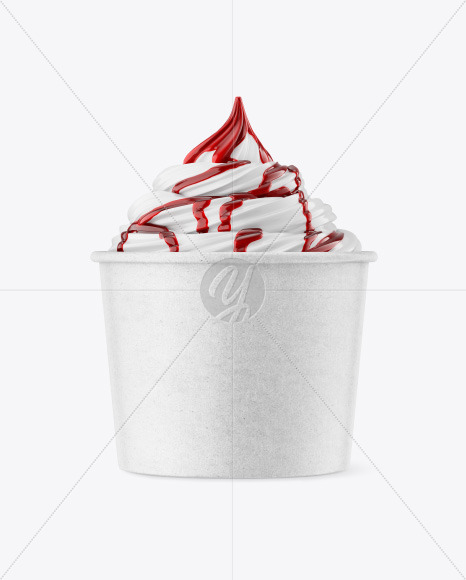 Ice Cream Kraft Cup w  Berry Topping Mockup PSD #3