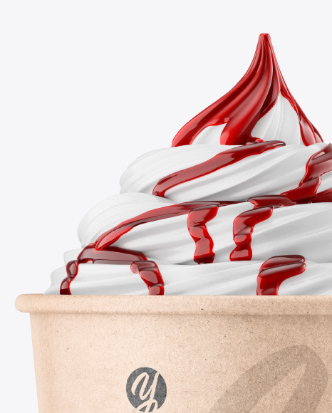 Ice Cream Kraft Cup w  Berry Topping Mockup PSD #2