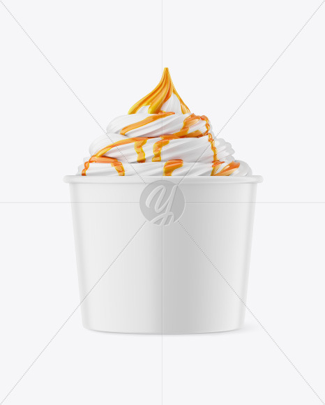 Ice Cream Matte Cup w  Caramel Topping Mockup PSD #3