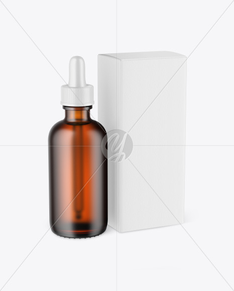 Frosted Glass Dropper Bottle With Paper Box Mockup Easy Edited