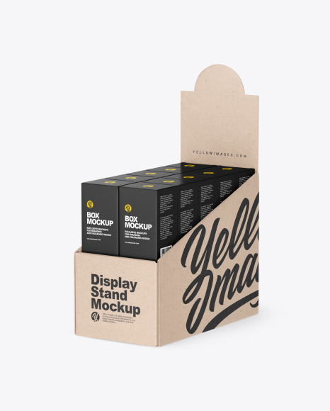 Kraft Display Stand w/ Boxes Mockup