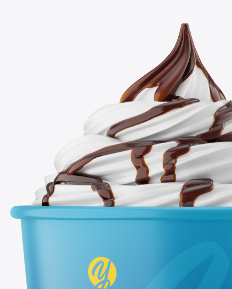 Ice Cream Matte Cup w  Chocolate Topping Mockup PSD #2