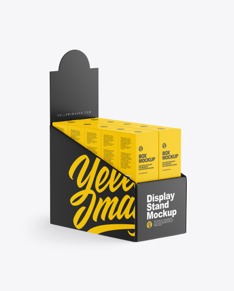 Plastic Display Stand w/ Boxes Mockup
