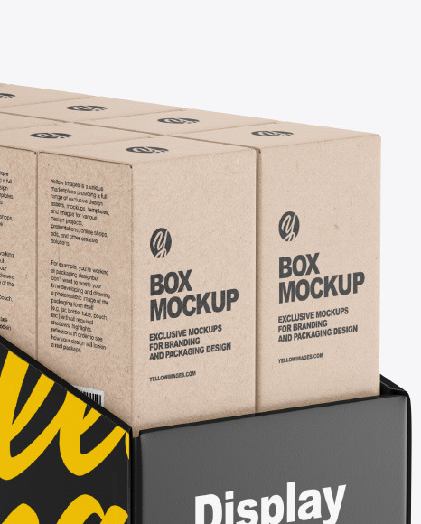 Plastic Display Stand w  Boxes Mockup PSD #1
