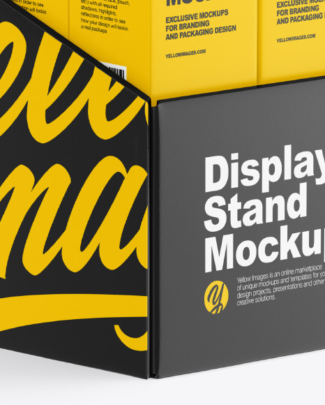 Plastic Display Stand w  Boxes Mockup PSD #7