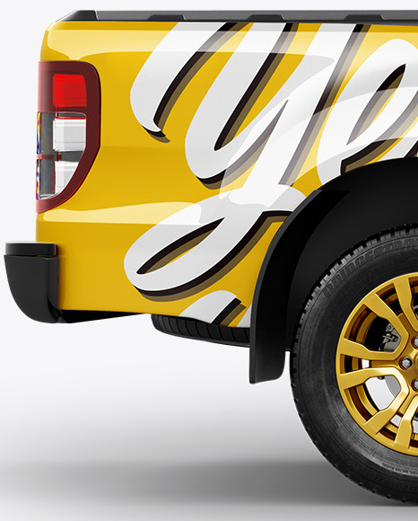 Download Free Pickup Truck Mockup Right View In Vehicle Mockups On Yellow PSD Mockups