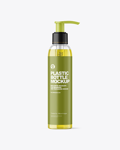 Color Liquid Cosmetic Bottle with Pump Mockup