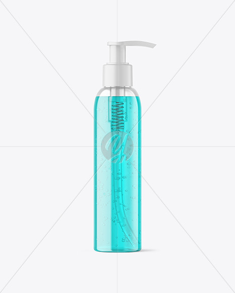 Color Liquid Cosmetic Bottle with Pump Mockup PSD #1