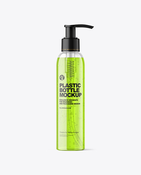 Color Liquid Cosmetic Bottle with Pump Mockup PSD #3