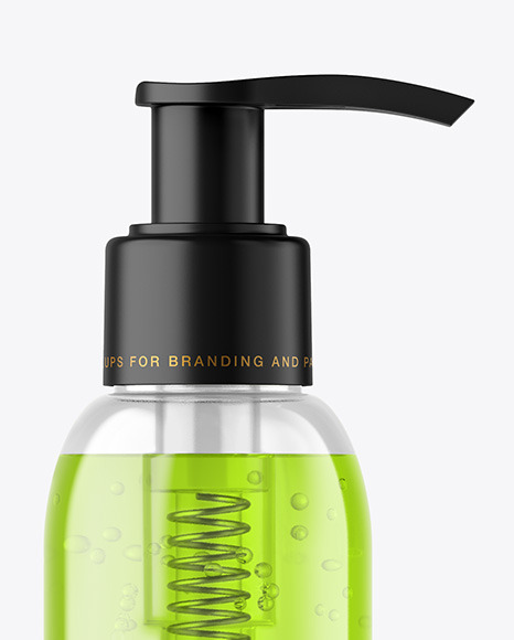 Color Liquid Cosmetic Bottle with Pump Mockup PSD #4