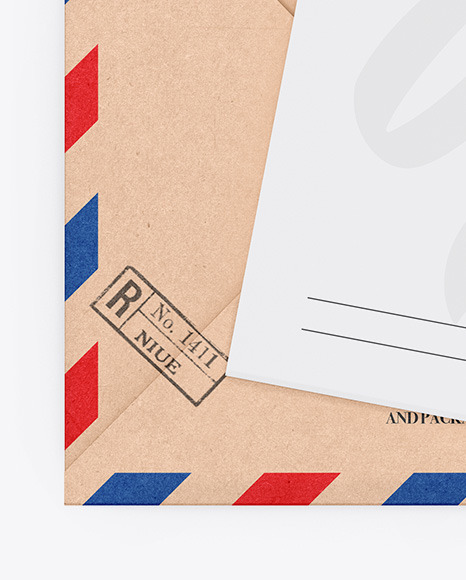 Kraft Envelope W  Paper Mockup PSD #1